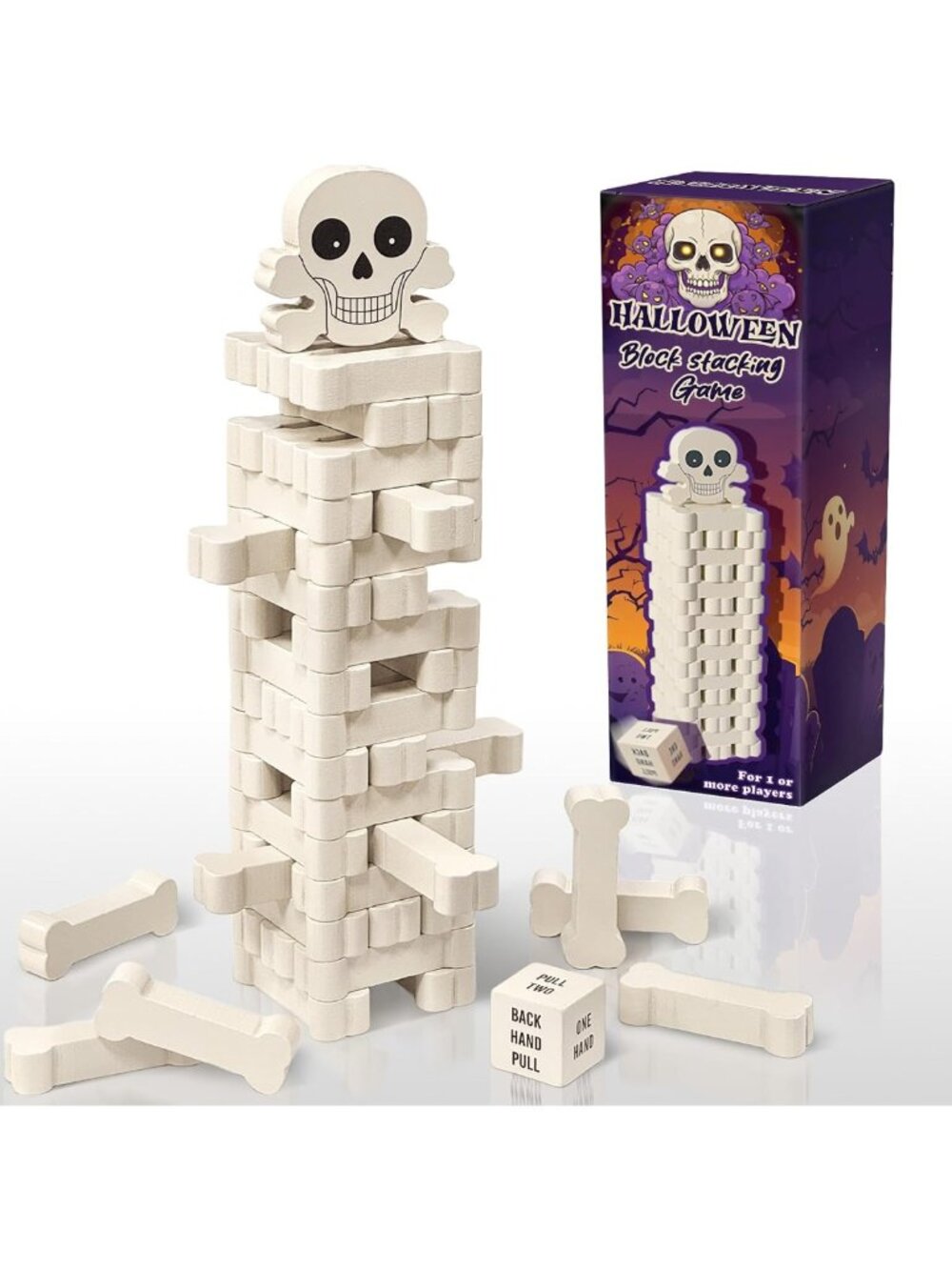 49PCS Wooden Stacking Blocks Game with Dice - Mini Tumbling Tower Fun